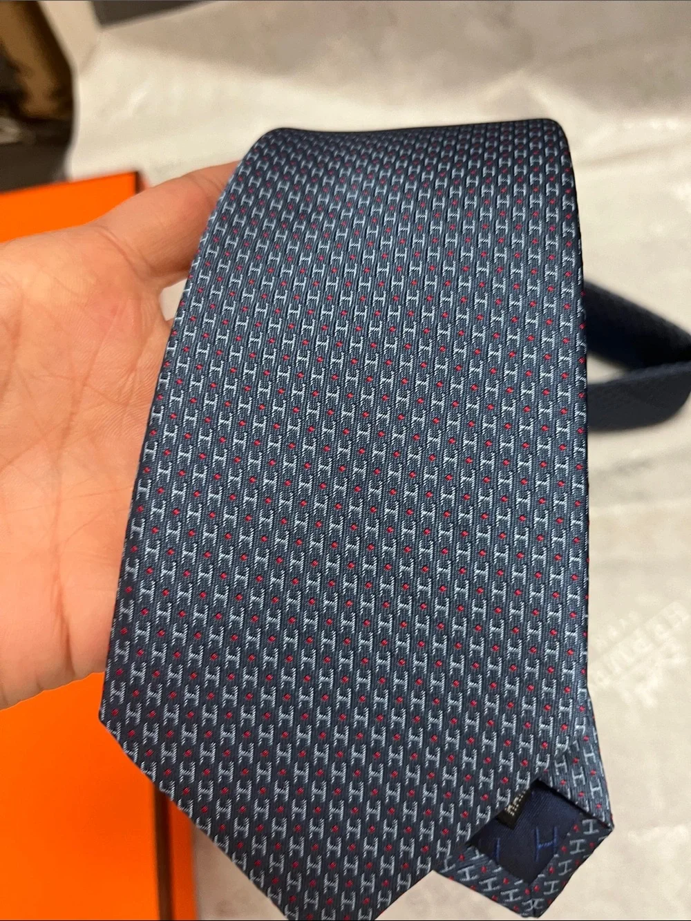 Men's Blue Patterned Silk Tie